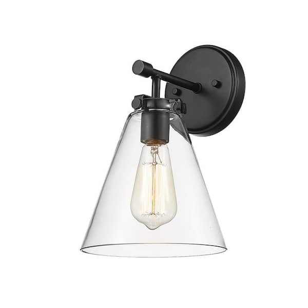 Millennium Lighting Aliza 7.5 in. 1-Light Matte Black Sconce with Clear Glass