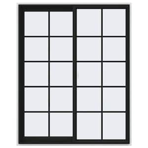 48 in. x 60 in. V-2500 Series Bronze FiniShield Vinyl Left-Handed Sliding Window with Colonial Grids/Grilles