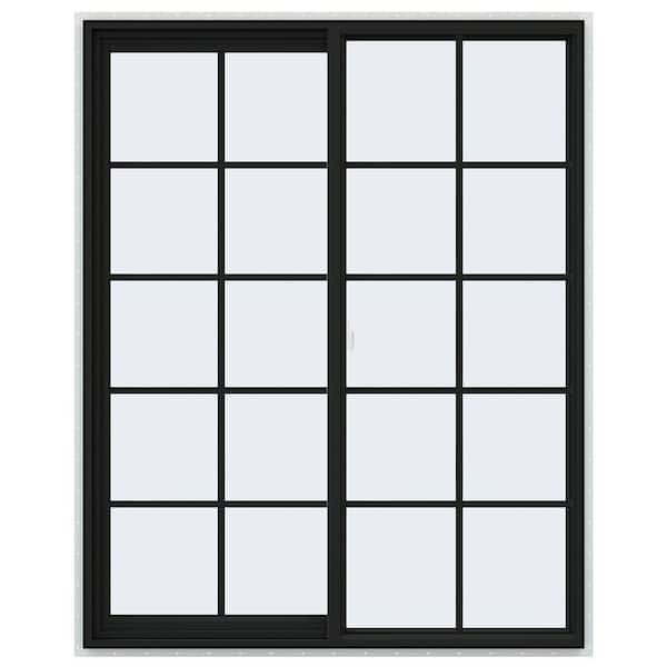 JELD-WEN 48 in. x 60 in. V-2500 Series Bronze FiniShield Vinyl Left-Handed Sliding Window with Colonial Grids/Grilles