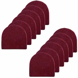 High Density Memory Foam 17 in. x 16 in. U-Shaped Non-Slip Indoor/Outdoor Chair Seat Cushion with Ties, Wine (12-Pack)