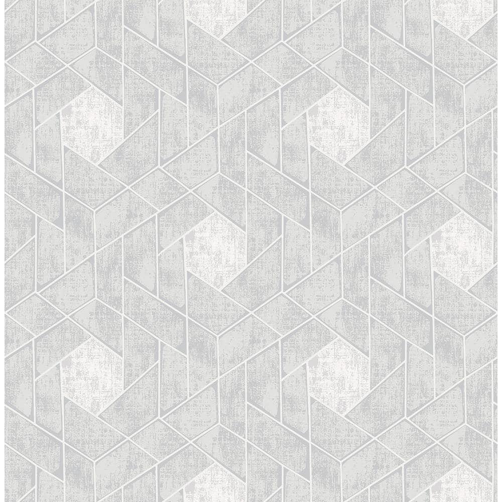 SCOTT LIVING Granada Light Grey Geometric Light Grey Paper Strippable ...