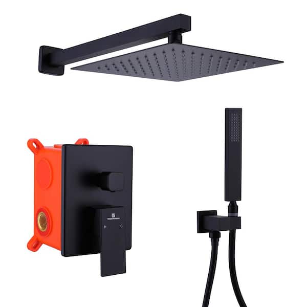 YONKI SUNSHIN INC Single Handle 2-Spray Tub and Shower Faucet 2 GPM with High Pressure Hand Shower in Matte Black (Valve Included)