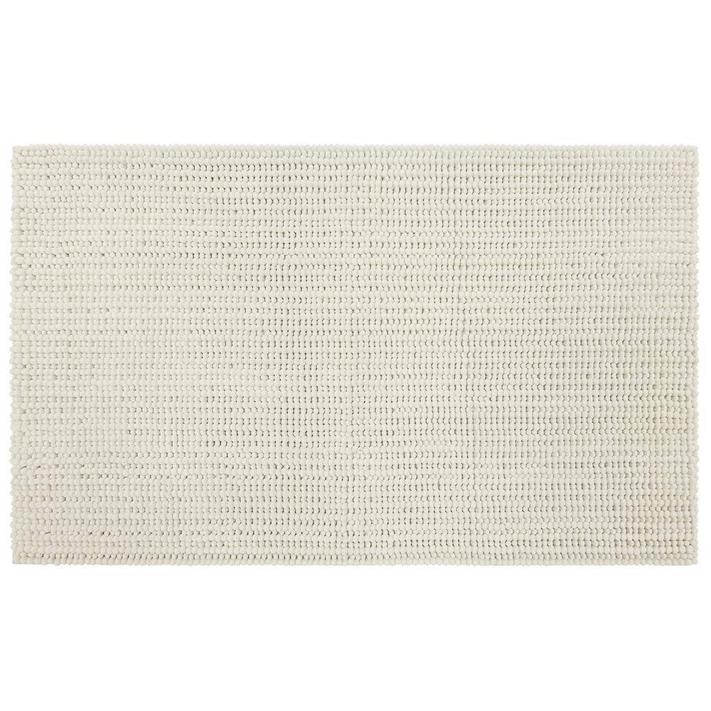 Mohawk Home Homespun Noodle 20 in. x 34 in. Parchment White Polyester Machine Washable Bath Mat -  100262