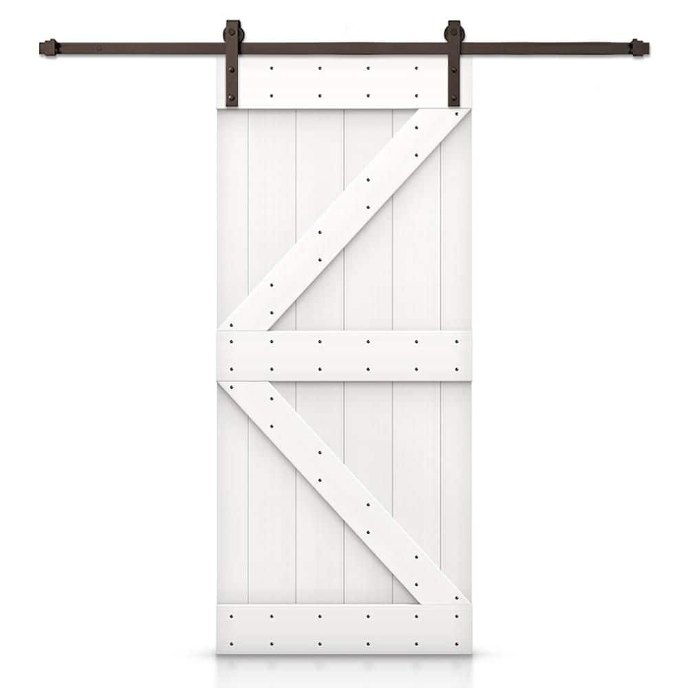 K Series 44 in. x 84 in. White Stained DIY Knotty Pine Wood Interior Sliding Barn Door with Hardware Kit price history on PriceWatchPro