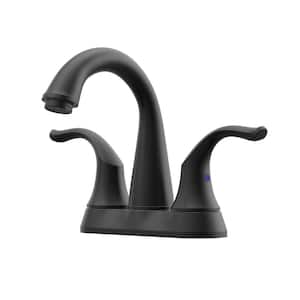 4 in. Center Set 2-Handle Bathroom Faucet with Drain Kit Included in Matte Black