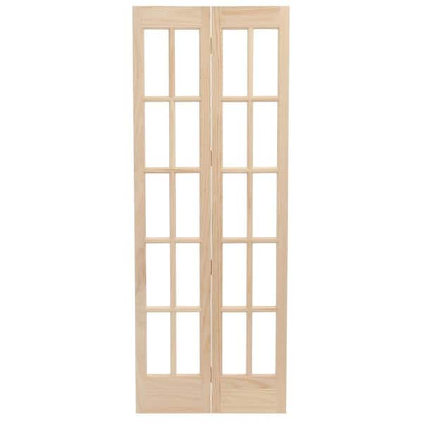 Pinecroft 24 in. x 80 in. Classic Clear Full-Lite French Glass Universal/Reversible Interior Wood Bi-fold Door