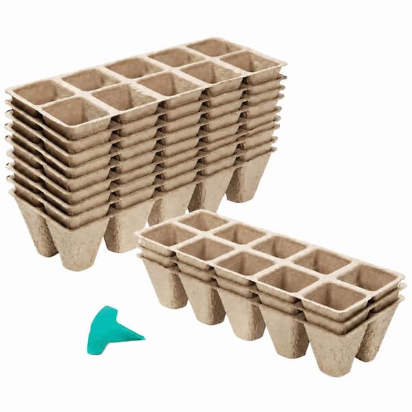 120-Cell Biodegradable Peat Seed Starter Trays 12-Pack with 15 Plant Labels for Indoor Gardening