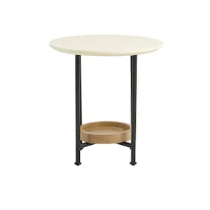 Beauchamp 20 in. White/Natural Round MDF End Table