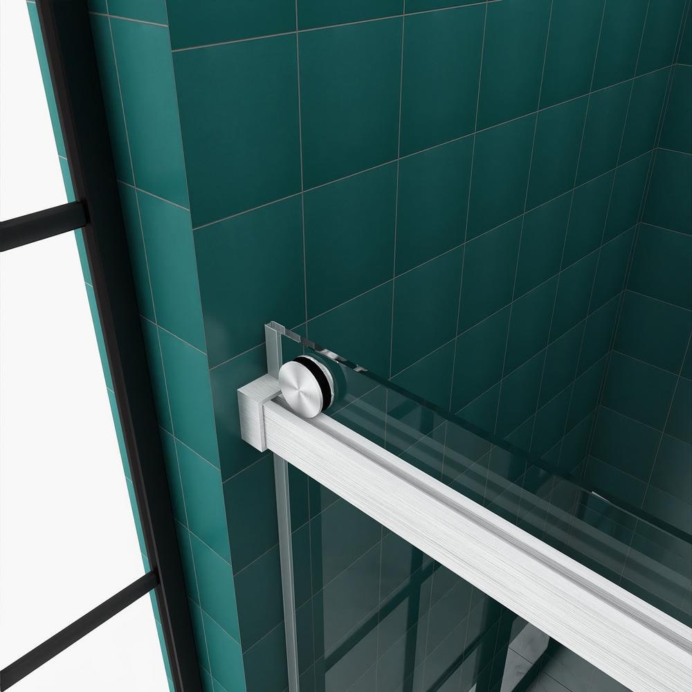 72'' W x 76'' H Brushed Nickel Frameless Sliding Shower Door