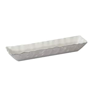 Silver Coast 3.5 in. x 2.25 in. x 13 in. Silver Porcelain Serving Tray