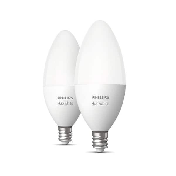 Philips Hue White B11 LED 40W Equivalent Dimmable Smart Light with (2 Pack) 548289 - The Home Depot