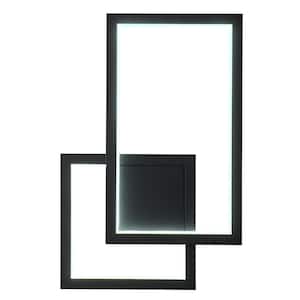 7.87 in. 2-Light Black Modern Rectangle 3-Color LED Wall Sconce with Silica Gel Shade for Bedroom, Living Room and Stair