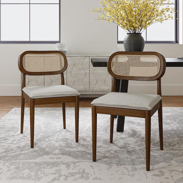 JAYDEN CREATION Laurente Acorn Modern Rattan Dining Chair with Removable Cushion (Set of 2)