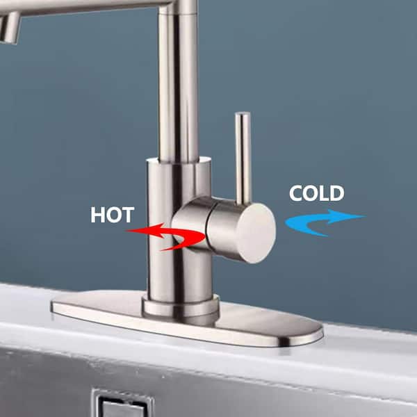 18.3 in. H Pull Down Sprayer Kitchen Faucet with 360° Spout Swivel in Brushed Nickel Stainless Steel