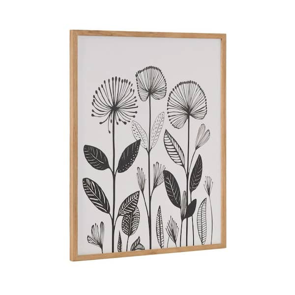 Kate and Laurel Gallery Simple Modern Linocut Botanicals by the Creative Bunch Studio Natural Framed Art Print 16 in. x 20 in.
