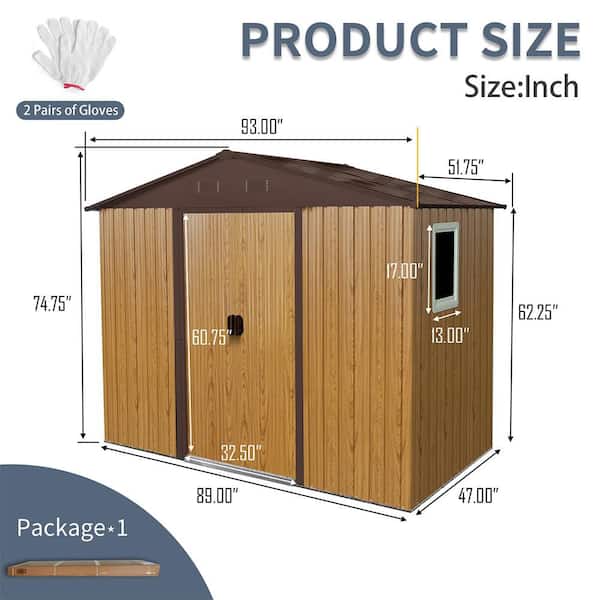 8 ft. W x 4 ft. D Metal Shed with Double Door (32 sq. ft. )