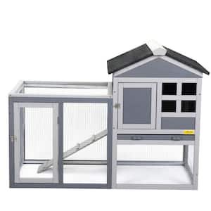 2 Story Wood Rabbit Hutch Bunny Cage with Tray and Ramp