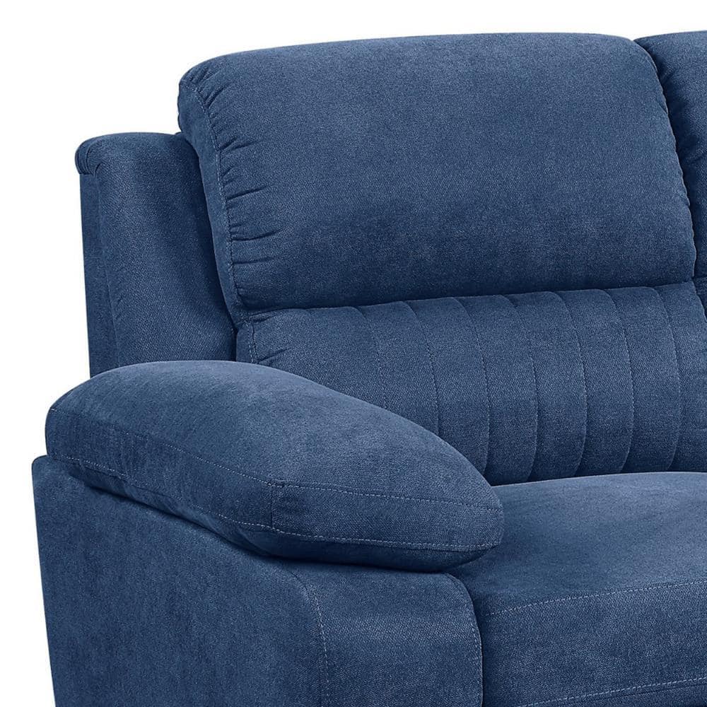 Hugh 58" Blue Polyester Tufted Loveseat with Pillow-top Arms