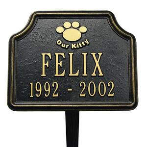 Black/Gold Our Kitty Cat Paw Two Line Lawn Marker