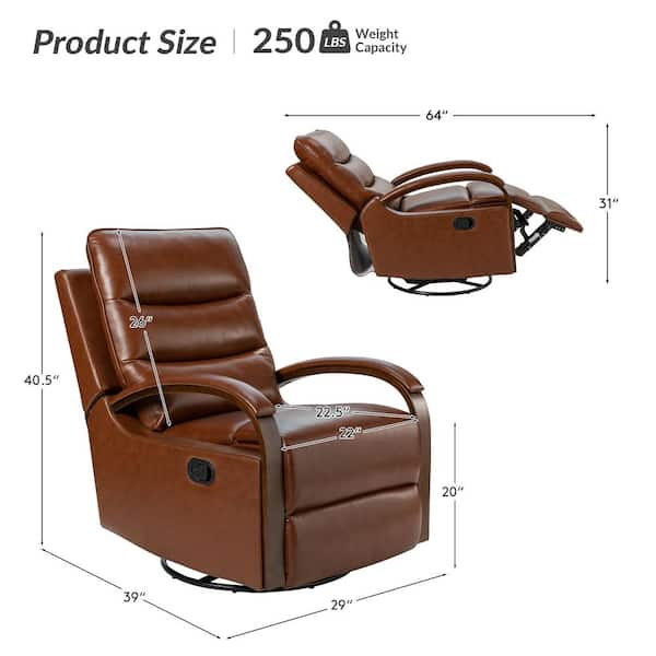 JAYDEN CREATION Joseph Genuine BEIGE Leather Swivel Manual Recliner with  Wooden Arm Accents and Straight Tufted Back Cushion (Set of 2)  RCCZ0827-BGE-S2 - The Home Depot