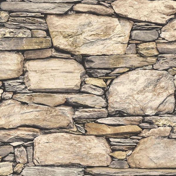 NuWallpaper Hadrian Stone Wall Vinyl Peel & Stick Wallpaper Roll (Covers 30.75 Sq. Ft.)