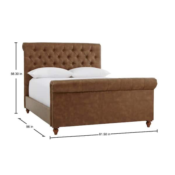 Home Decorators Collection Fenmore, Queen Size Leather Sleigh Bed
