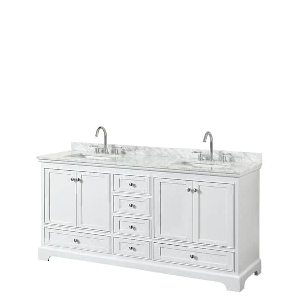 Lucy 72 Double Bathroom Vanity Set with Vessel Sinks - White  Beautiful  bathroom furniture for every home - Wyndham Collection