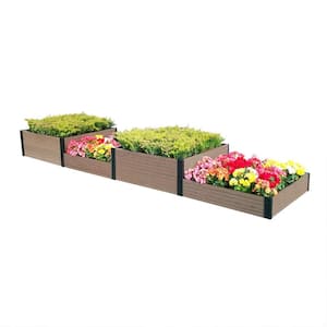 36 in. D x 14 in. H x 148 in. W Brown and Black Composite Board and Steel Terraced Quadruple Garden Bed