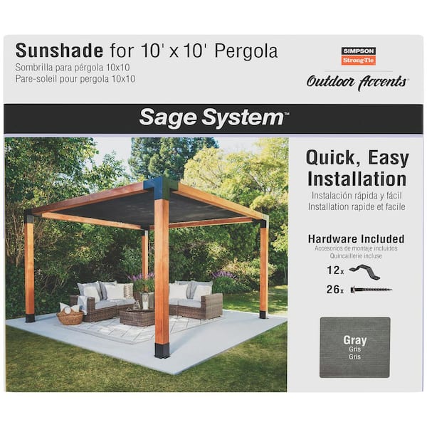 Outdoor Accents Sage System Sunshade for 10 ft. x 10 ft. Pergola, Gray