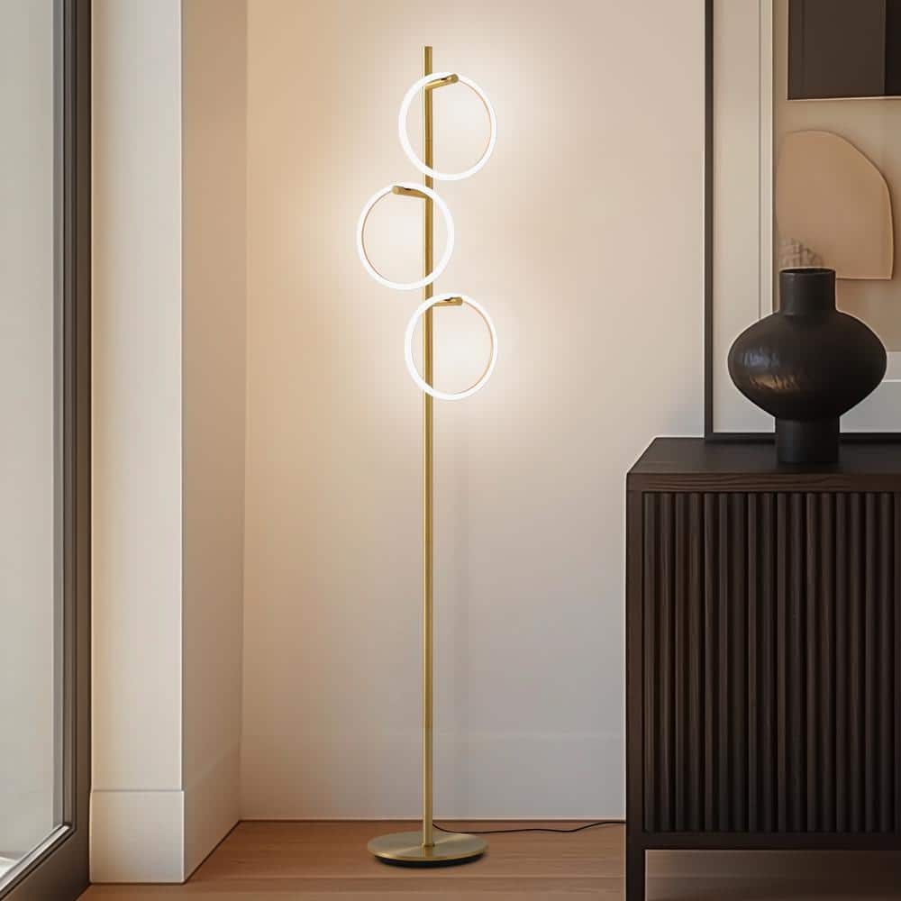 Saturn Antique Brass 66" Kids' 3-Way Dimming LED Floor Lamp