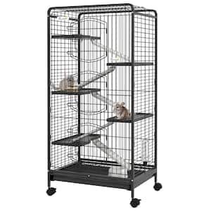 PawHut Small Animal Cage, Metal Ferret Cage, Chinchilla Play House, with  Rolling Casters, 2 Doors, Hammock - 33 in. H D51-226 - The Home Depot