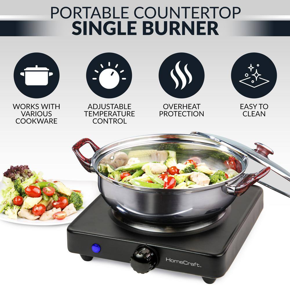 Compact Black Electric Single Burner Hot Plate