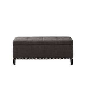 Tessa Charcoal Tufted Top Storage Bench 18 in. H x 42 in. W x 18 in. D