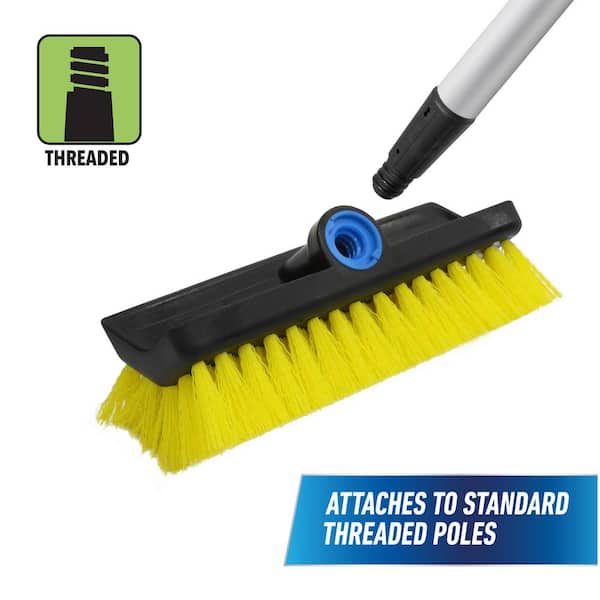 Hard Bristle Deck Brush and Bi-Level Scrub Brush Extension Pole Attachment  (11 I