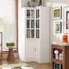 FUFU&GAGA 78.9 in. White Wood 5-Shelf Corner Bookcase
