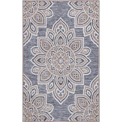 Lara Gray 2 ft. x 3 ft. Geometric Indoor/Outdoor Scatter Area Rug