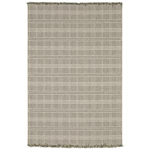 Gables Beige 3 ft. x 5 ft. Geometric Stripe Polypropylene Indoor/Outdoor Area Rug