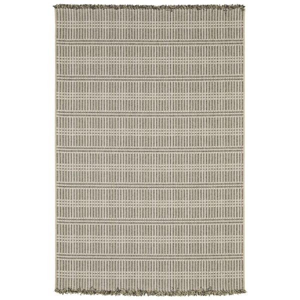 Gables Beige 5 ft. x 7 ft. Geometric Stripe Polypropylene Indoor/Outdoor Area Rug