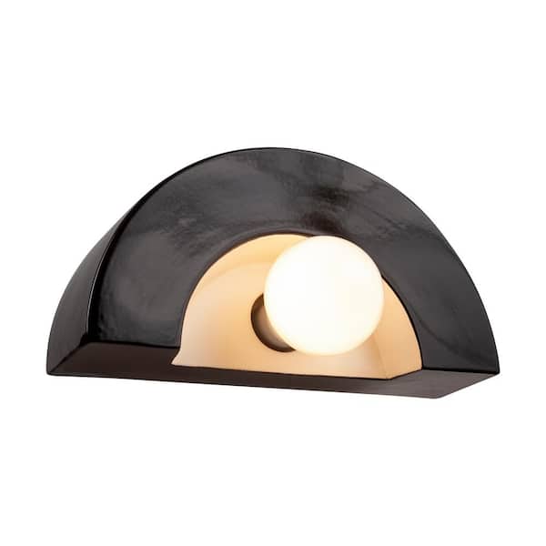 Justice Design Ambiance Collection 1-Light Gloss Black with Matte White Internal Finish Wall Sconce