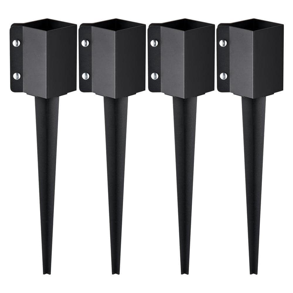 VEVOR Fence Post Anchor Ground Spike 4 Pack 24 x 4 x 4 in. Outer Diameter 3.5 x 3.5 in. Inner Diameter Powder Coated Post