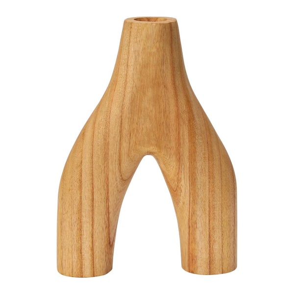 Storied Home Decorative Arched Wood Vase, Natural