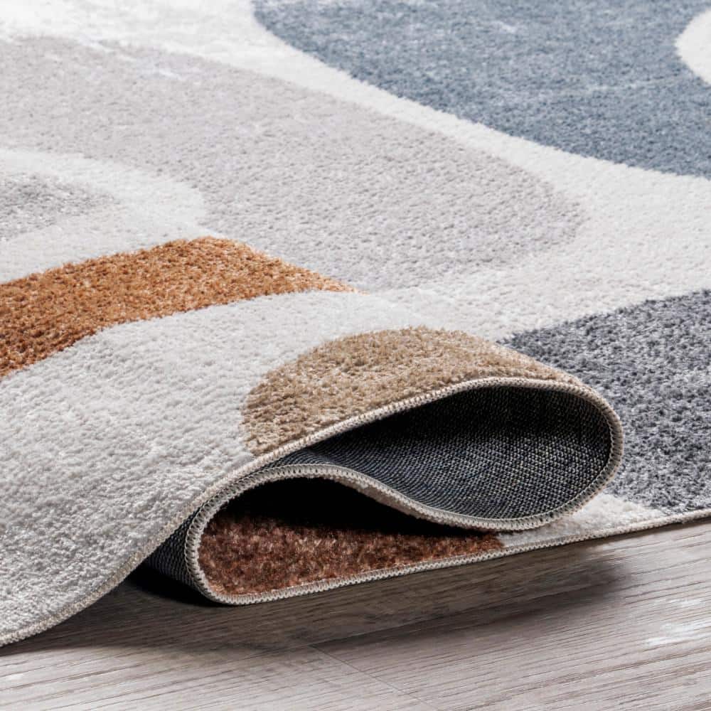 Renee Abstract Shapes Multicolor Washable Synthetic Area Rug