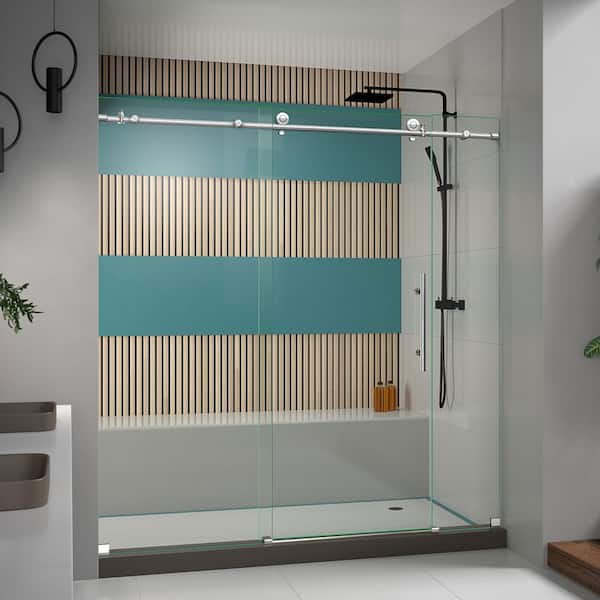 DreamLine Enigma-X 68 in. to 72 in. x 76 in. Frameless Sliding Shower Door in Polished Stainless Steel