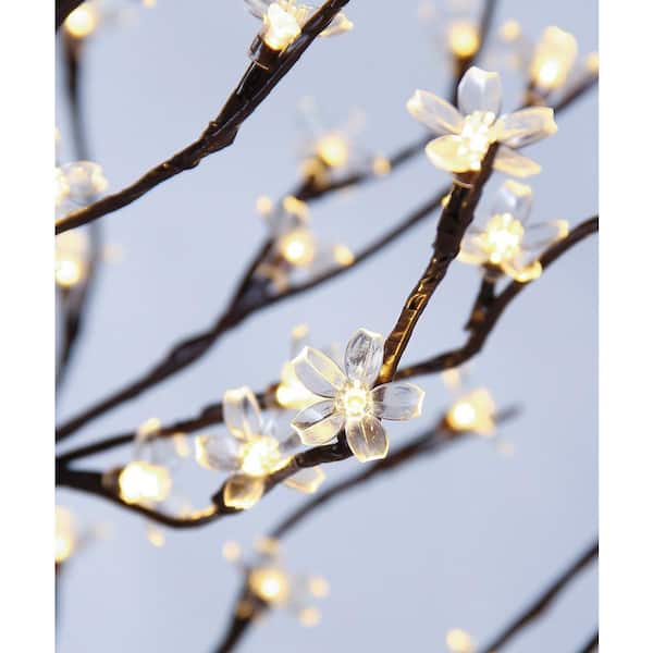 Clear Pure White Light Up Cherry Blossom Table Tree 19-Inch 