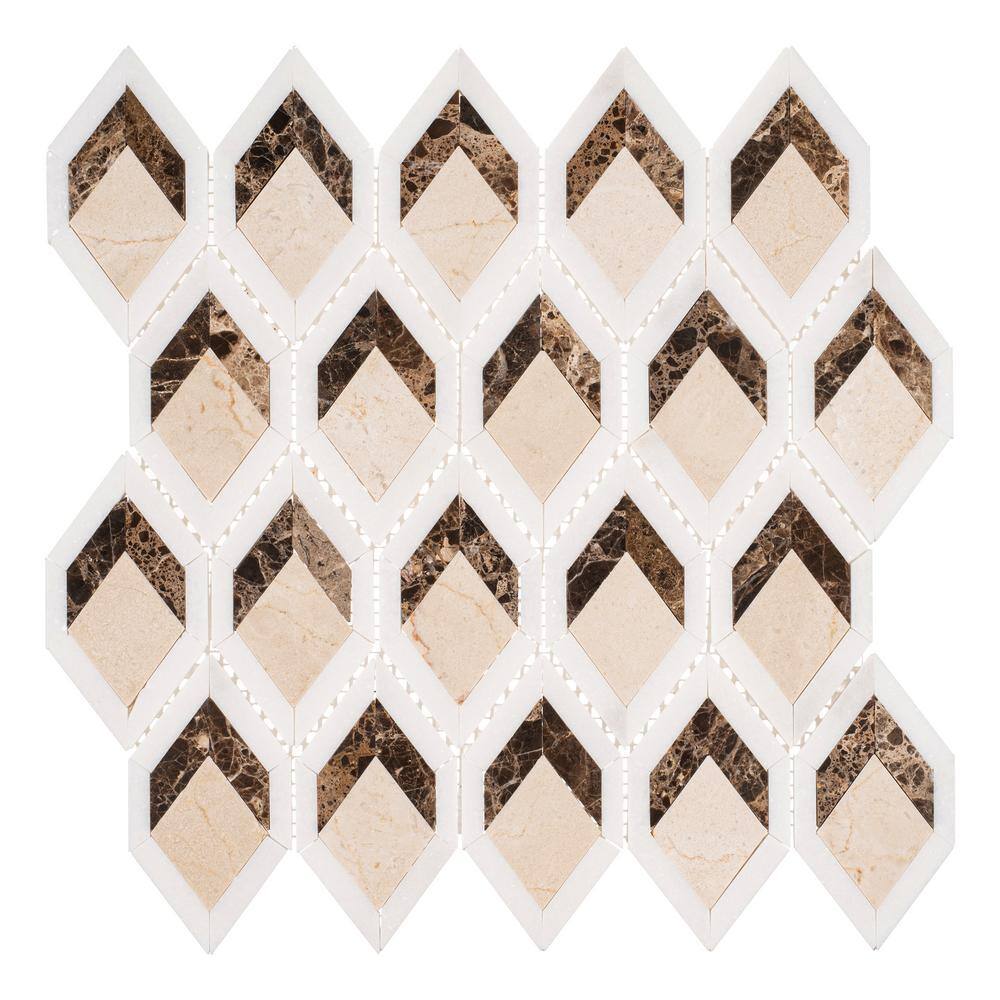 Easton Brown Diamond Patterned Marble Mosaic Tile