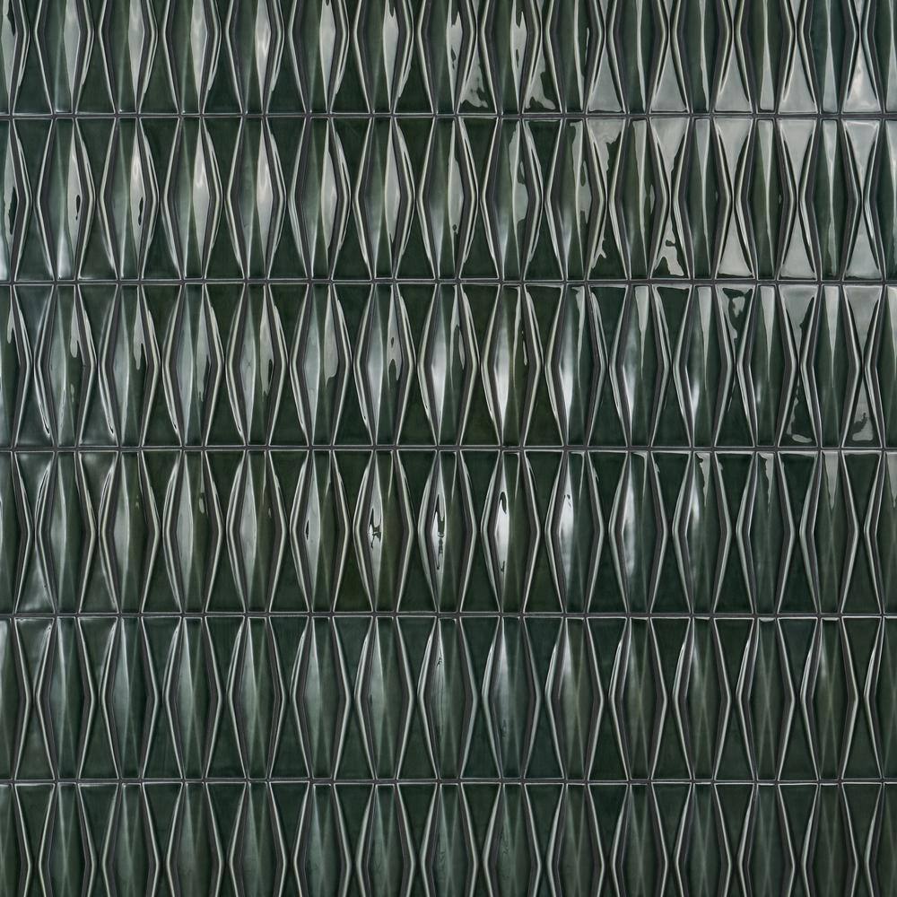 Deep Emerald Glossy Ceramic Mosaic Tile for Walls