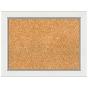 Eva White Silver 33.38 in. x 25.38 in. Framed Corkboard Memo Board