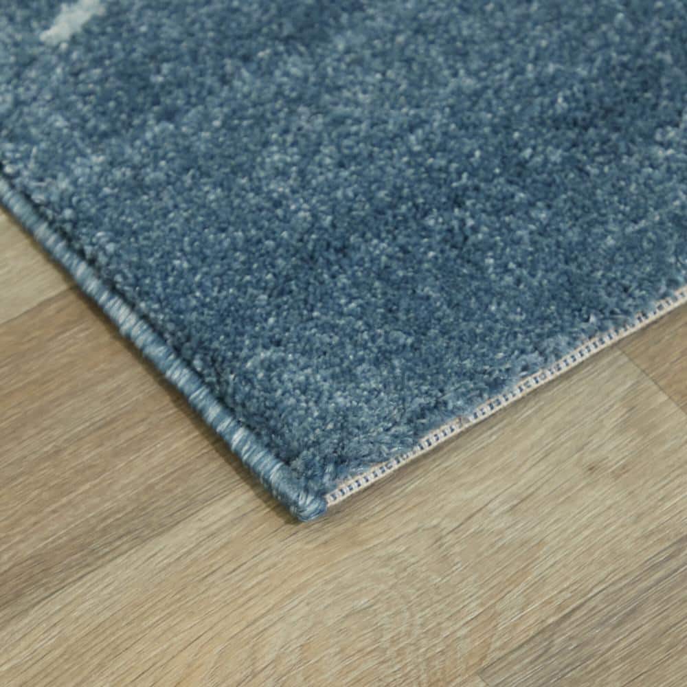 Blue Coral Print Microfiber Runner Rug