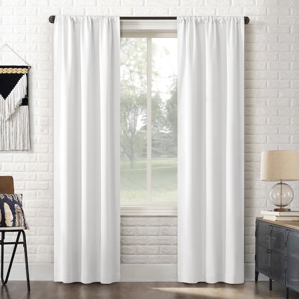 Bergen Theater Grade 100% White 96 in. L x 40 in. W Blackout Rod Pocket Curtain Panel