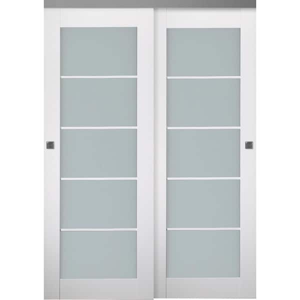 Belldinni Smart Pro 5-Lite 36 in. x 80 in. Polar White Finished Wood Composite Bypass Sliding Door